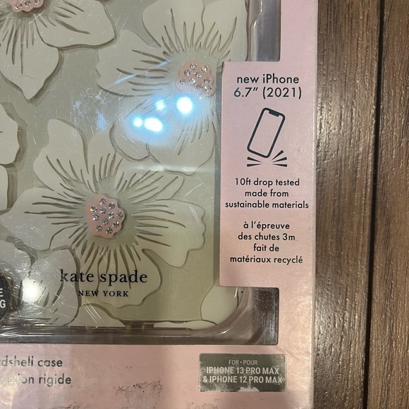 NIB kate spade Hardshell Case iPhone 13 Pro Max Hollyhock Floral Clear - Picture 3 of 10